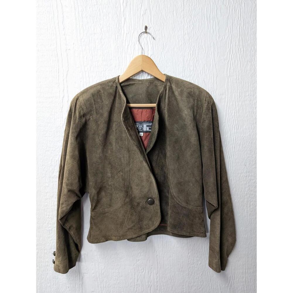 Vintage Leather Cropped Suede Boho Western Coastal Cowgirl Jacket Women’s 12